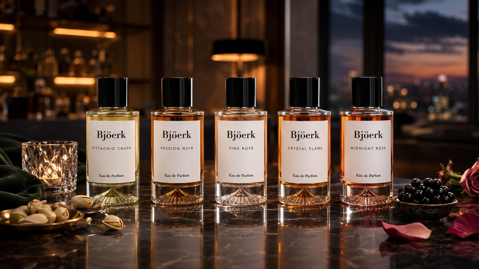 Bjöerk Atelier Privé – exklusiv parfymkollektion inspirerad av nischparfymer som Baccarat Rouge 540, Delina Exclusif och Portrait of a Lady. Eau de Parfum 50 ml.